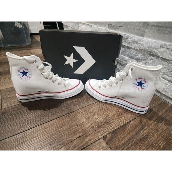 Converse Women's 6.5 Wedge Platform Sneakers Hi Top White CTAS A11908C - Picture 4 of 8